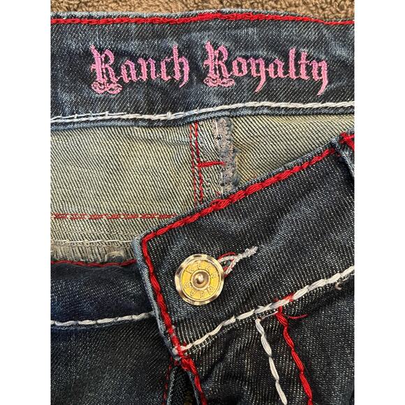 Ranch Royalty Women's 13 Blue Embroidered Rhinestone Embellished Denim Jeans - Picture 2 of 12